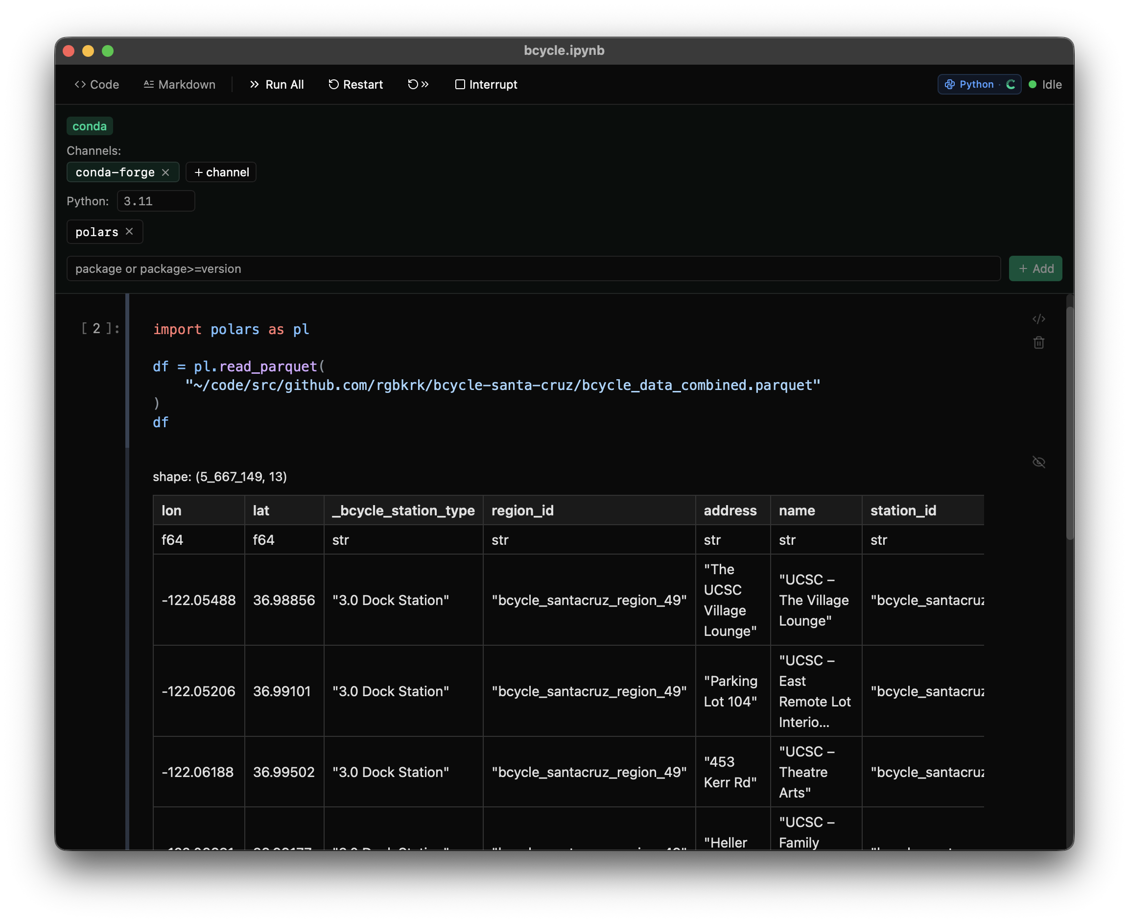 nteract notebook using conda environment