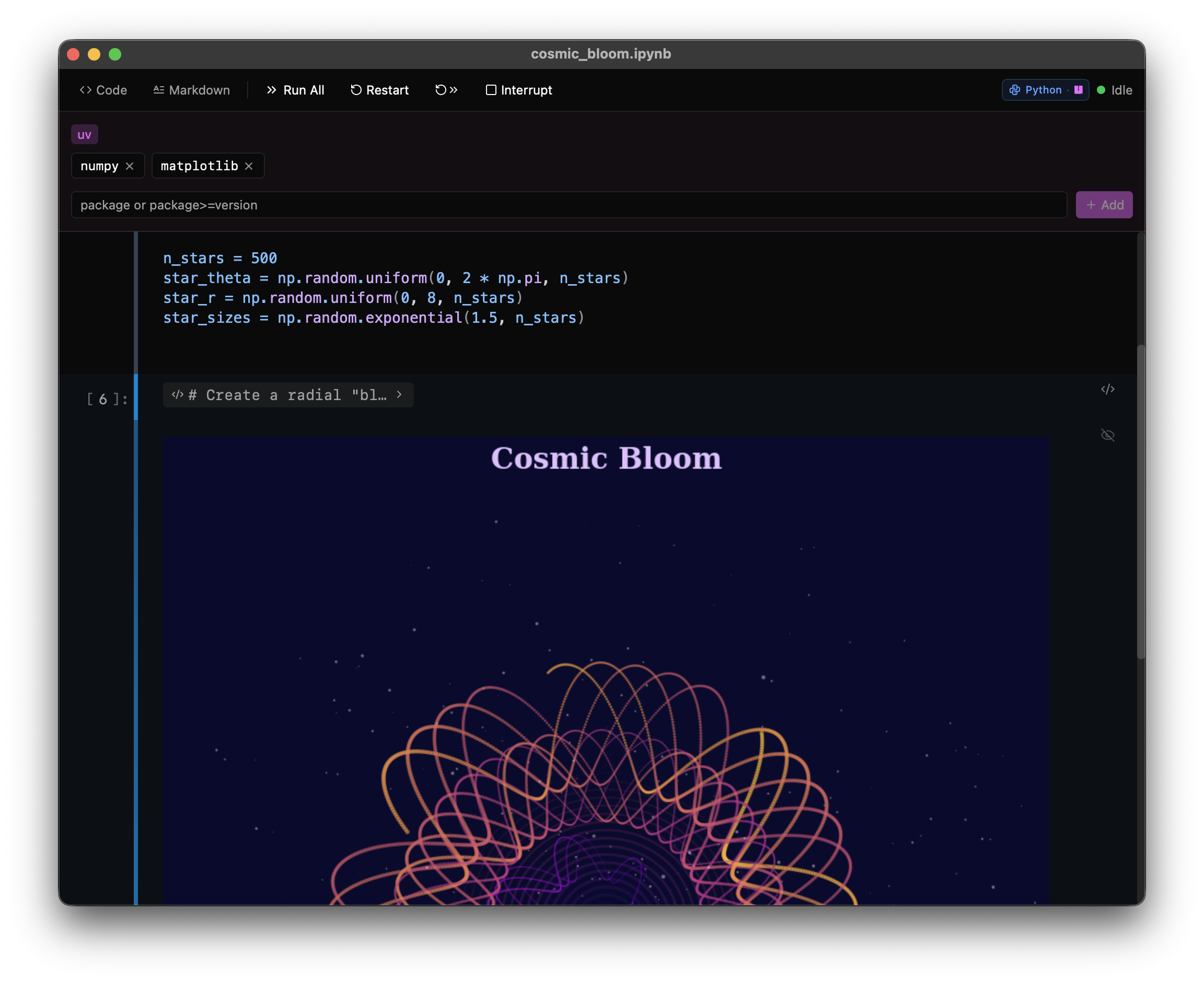 nteract inline dependency management in a notebook
